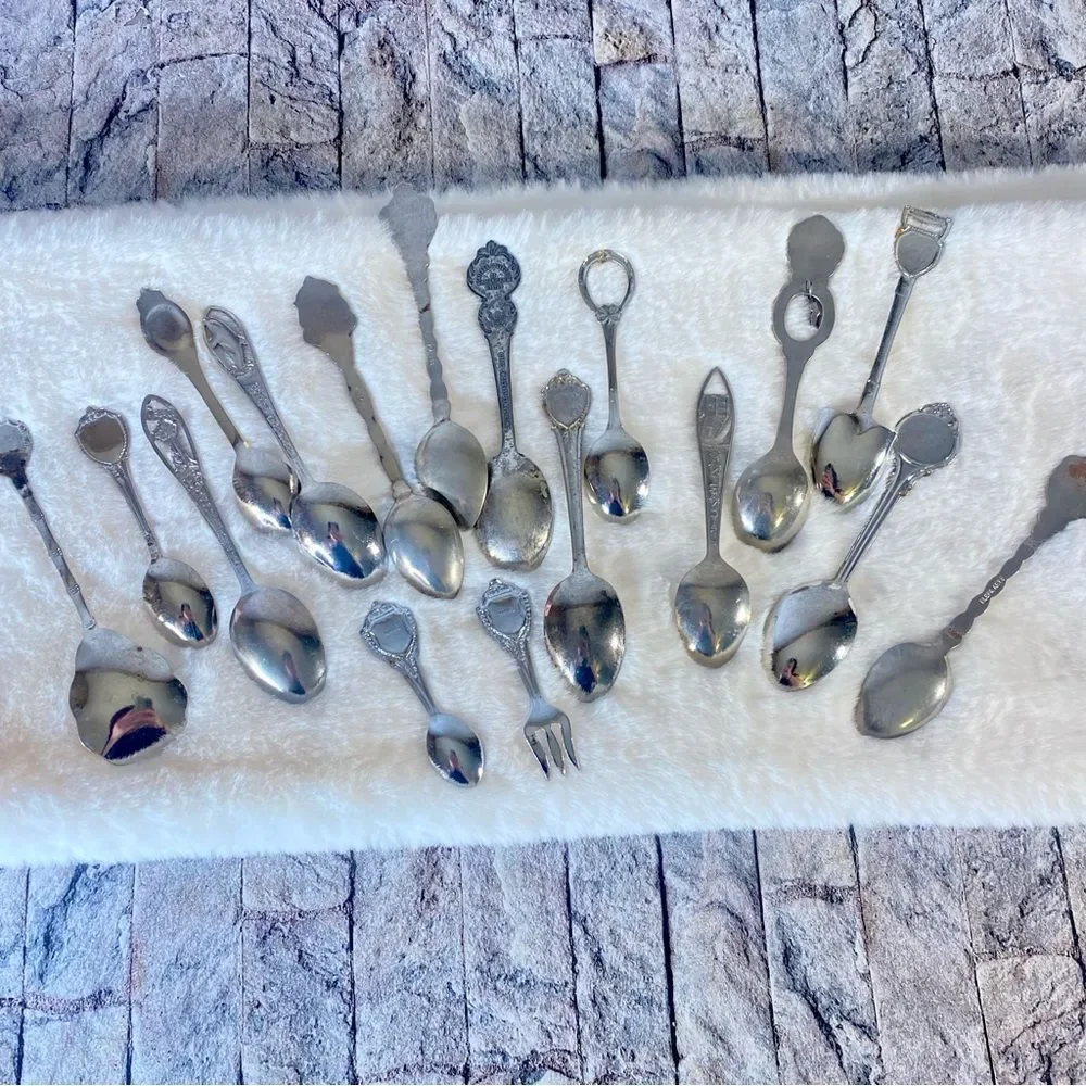 Vintage Souvenir Spoons Assorted Lot Set of 17 Crafting Projects Jewelry Making